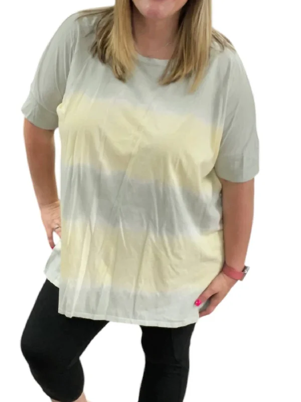 Oversized Tie Dye Top In Sage/yellow Dive Into Trendy Styles