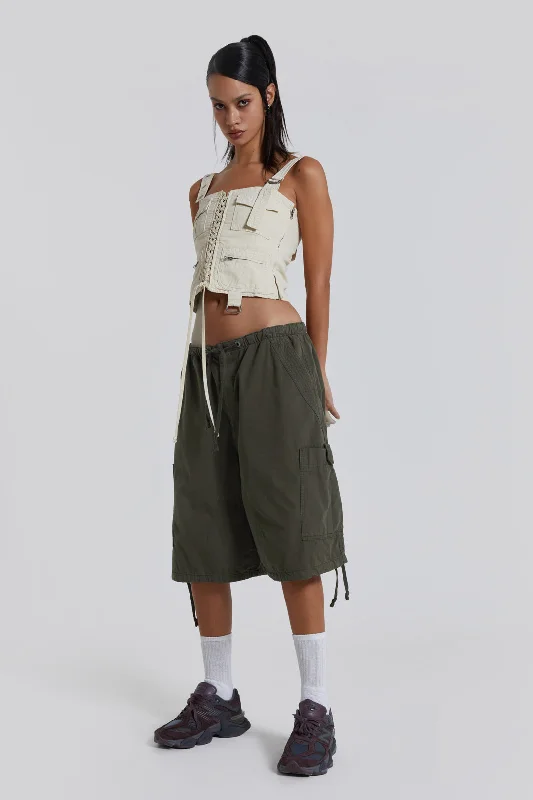 Khaki Parachute Cargo Shorts Limited Stock