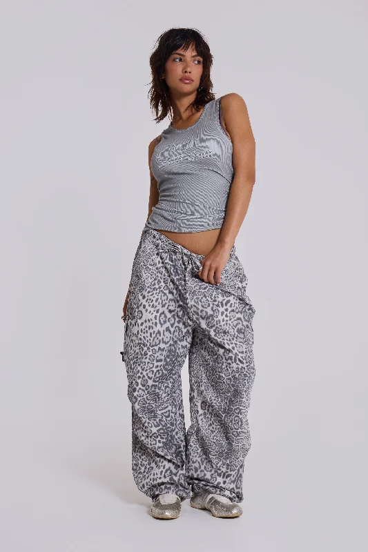 Snow Leopard Parachute Pants Chic Allure