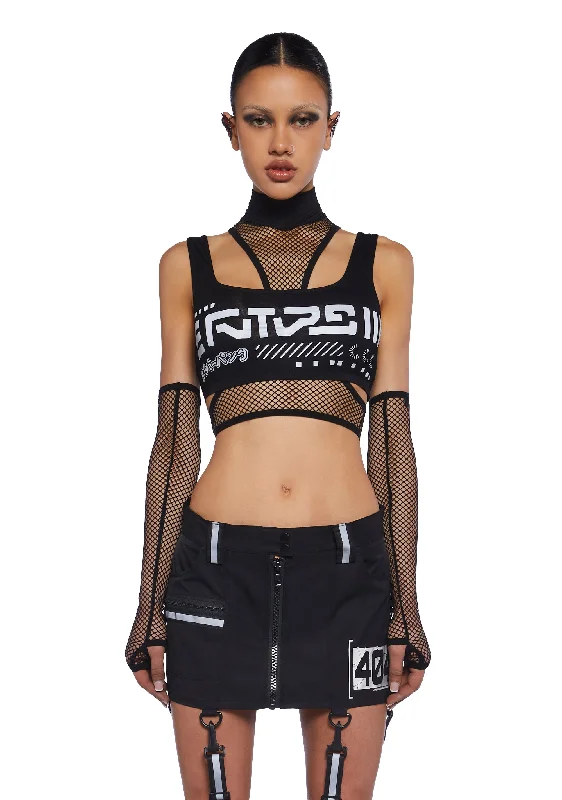 Rave Visions Fishnet Top And Gloves Set Budget Friendly