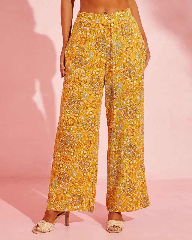 Ruisa Printed Wide Leg Pants Sleek Design