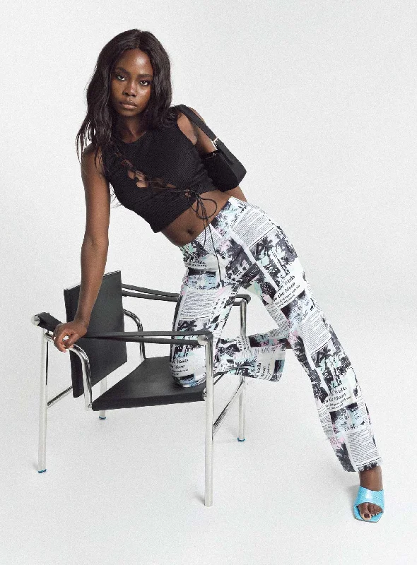 In My Element Mid Rise Pants White Holiday Sale