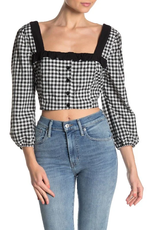 Crop Ruffled Gingham Top In Multicolor Elegant Styles