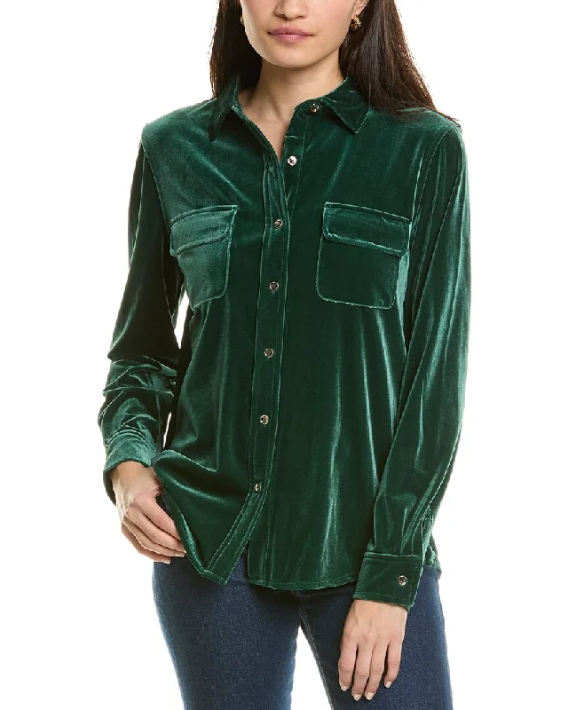 Jones New York Velour Utility Shirt Trendy Threads