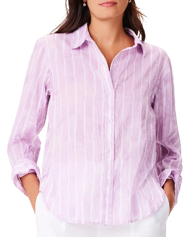 NIC+ZOE Petite Watercolor Stripe Girlfriend Shirt Chic Everyday Wear