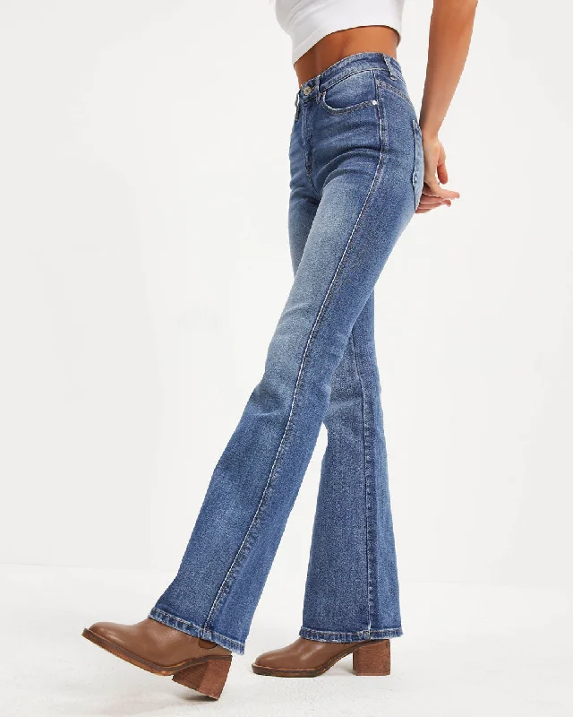 Retro High Rise Bell Bottom Denim Women's Urban Fashion