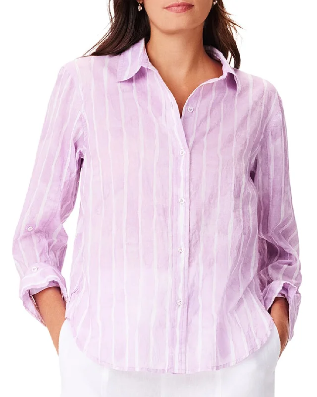 NIC+ZOE Watercolor Stripe Girlfriend Shirt Sleek Design