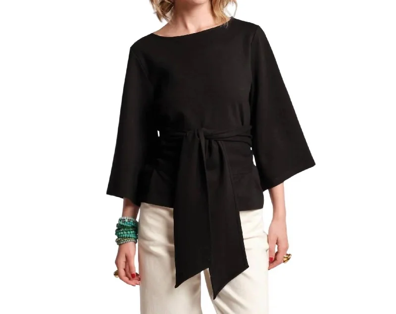 Whitney Wrap Top In Black Holiday Glam