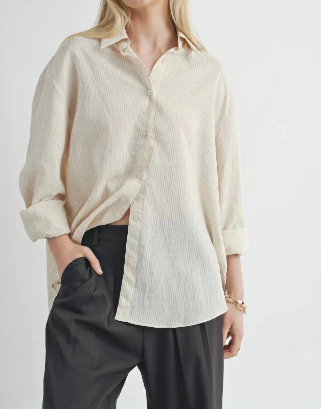 Soft Soul Open Back Shirt In Cream Black Big Discounts