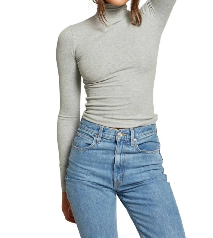 Hayden Turtleneck Top In Heather Grey Bid Farewell To The Old Season