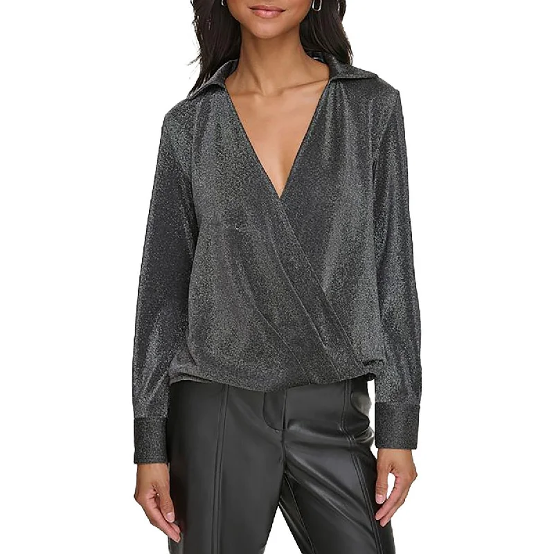 Womens Crop Metallic Wrap Top Trendy Women's Wear Collection