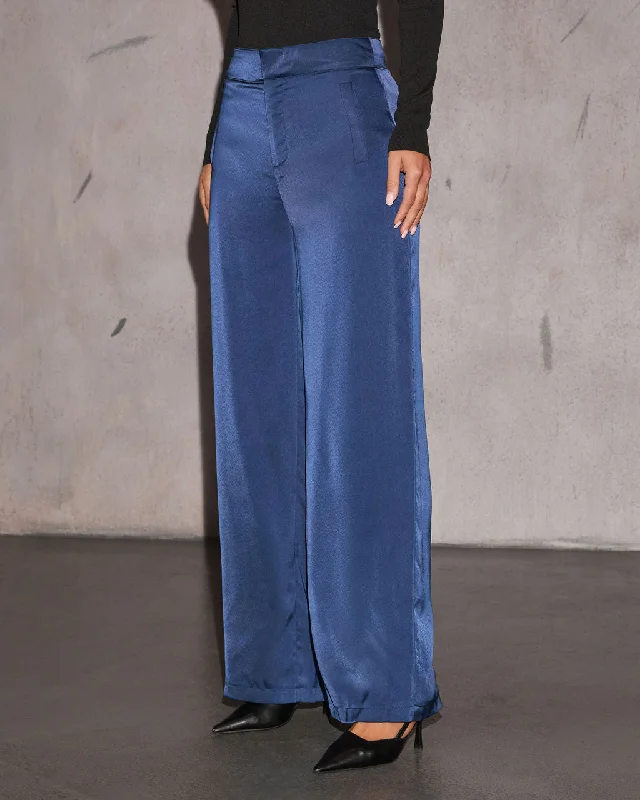 Cut Corners Satin High Rise Pants End Of Month Blowout