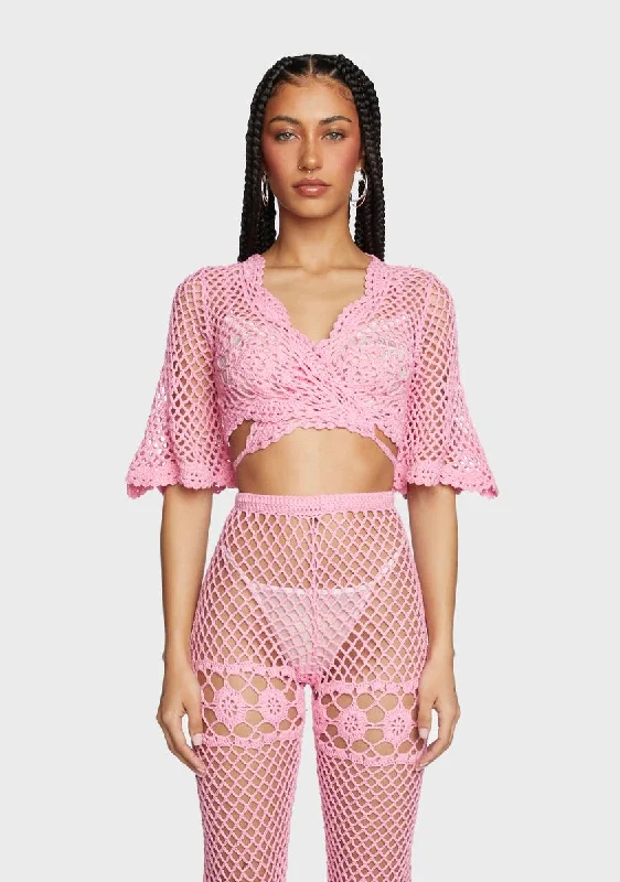 Dream Away Crochet Wrap Top Flash Sale