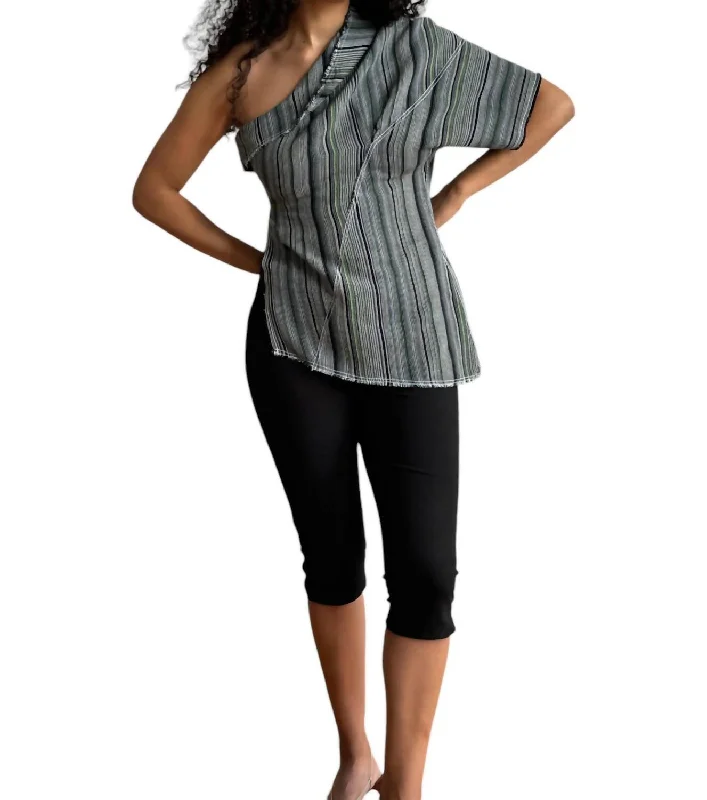 Tela De Raya Loo Weave Asymmetric Top In Humbug Stripe Budget Friendly