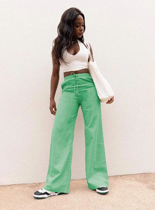 Aubrie Wide Leg Pants Green Latest Trends