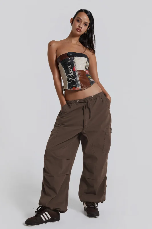 Brown Parachute Cargo Pants Disco - Inspired Retro Dance Look