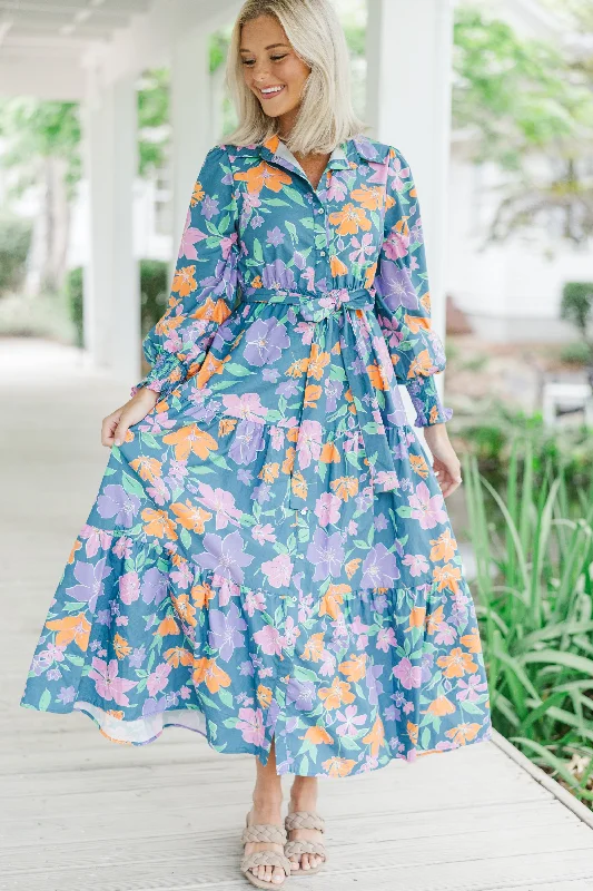 Back At It Blue Floral Maxi Dress Elevate Your Wardrobe