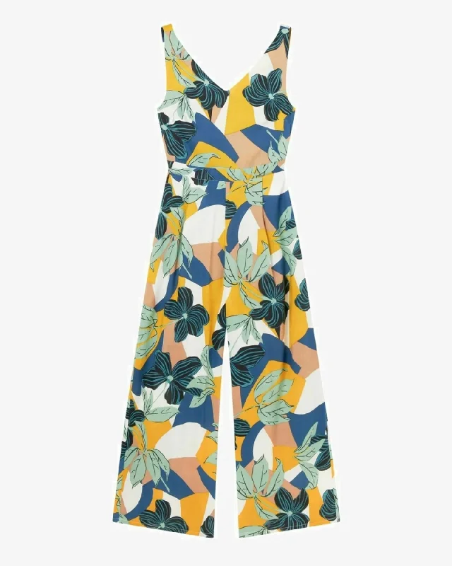 SMERA MART Viscose Leaf Printed Sleeveless Jumpsuit for Women Final Sale