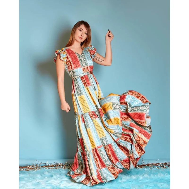 Char Bagh Maxi Dress | Wedding Guest Dress Boho - Chic Festival - Ready Style