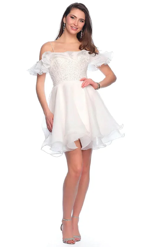 Dave & Johnny 11201 - Ruffled Straight Across Cocktail Dress Limited Time Offer