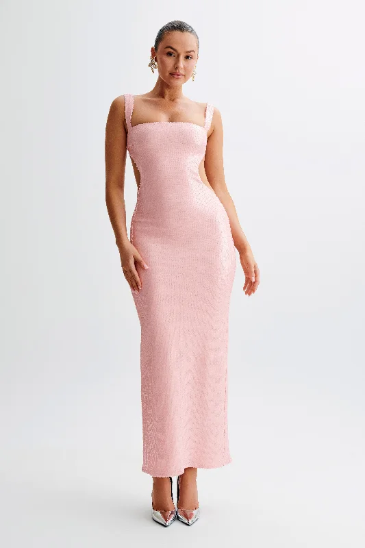 Adoria Sequin Cut Out Maxi Dress - Pale Pink Style Revolution