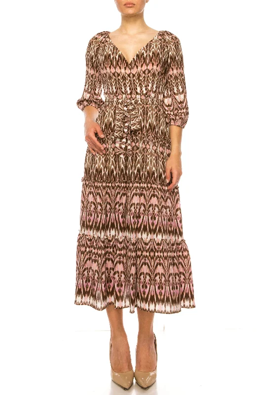 Maison Tara 95543M - Printed A-Line Long Dress Elegant Styles