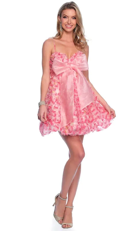 Dave & Johnny 11769 - Ruffled Floral A-Line Cocktail Dress Elegant Styles