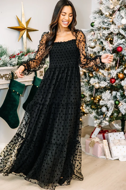 Feeling Your Best Black Polka Dot Maxi Dress Now On Sale For Chic Urban Styles