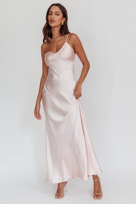 Twilight Tango One-Shoulder Maxi Dress Blush Quick Grab Deals