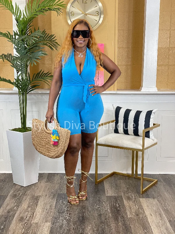 Amber Sleeveless Romper (Summer Blue) Valentine's Special