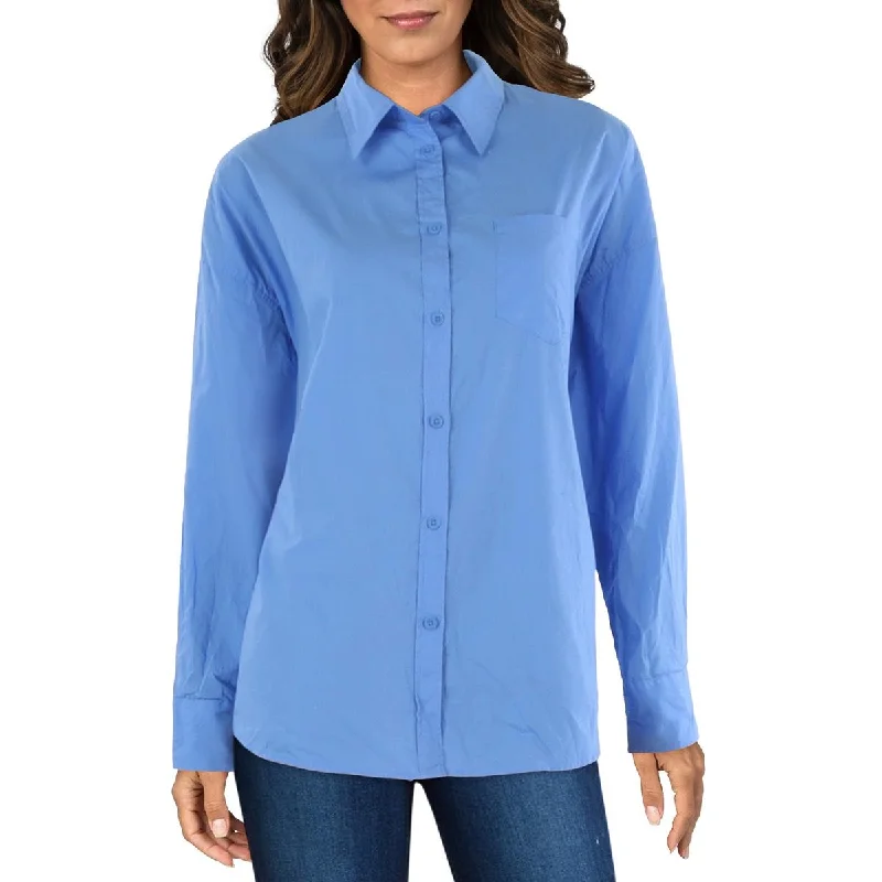 Womens Collar Long Sleeve Button-Down Top Exclusive Sale