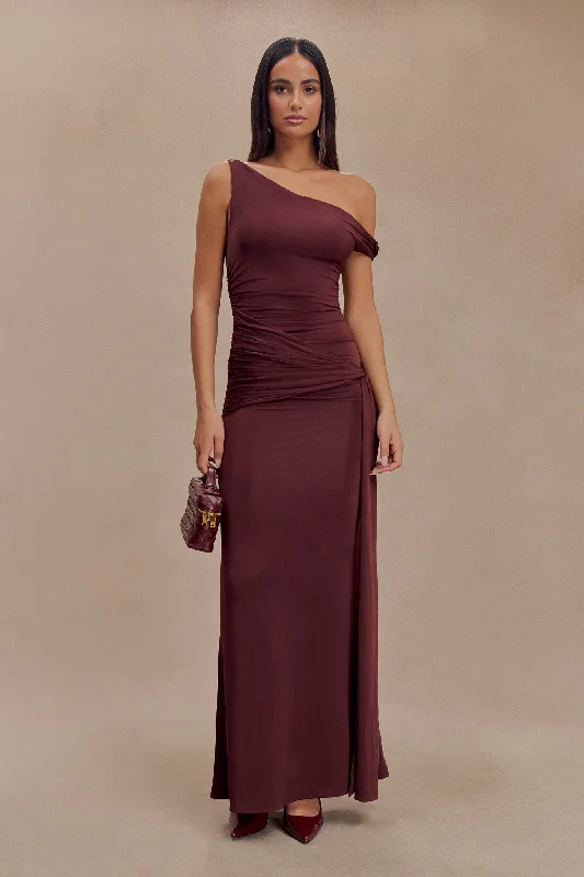 Aisnley Slinky Fishtail Maxi Dress - Mahogany Flash Sale Fever