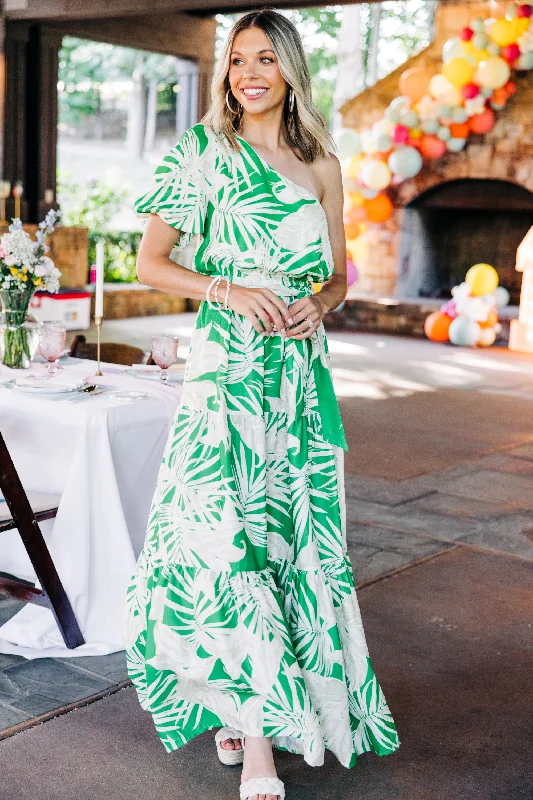 Beachside Beauty Green Palm Maxi Dress Trendsetting Threads