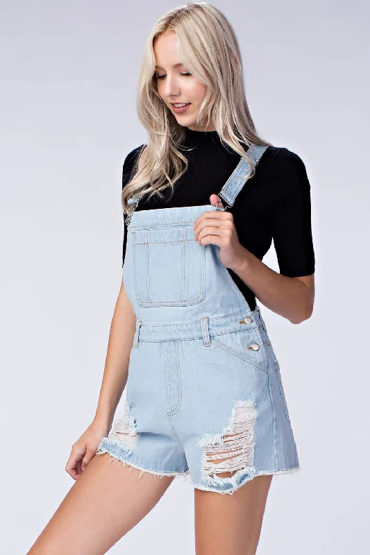 Denim Distressed Overalls Trendy New Clothes