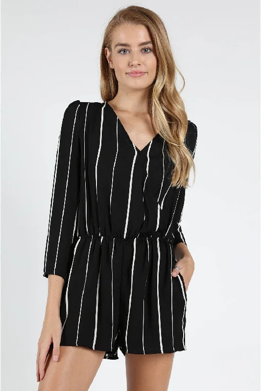 St Thomas V Back Striped Romper, Black Crazy Discounts, Hurry Up