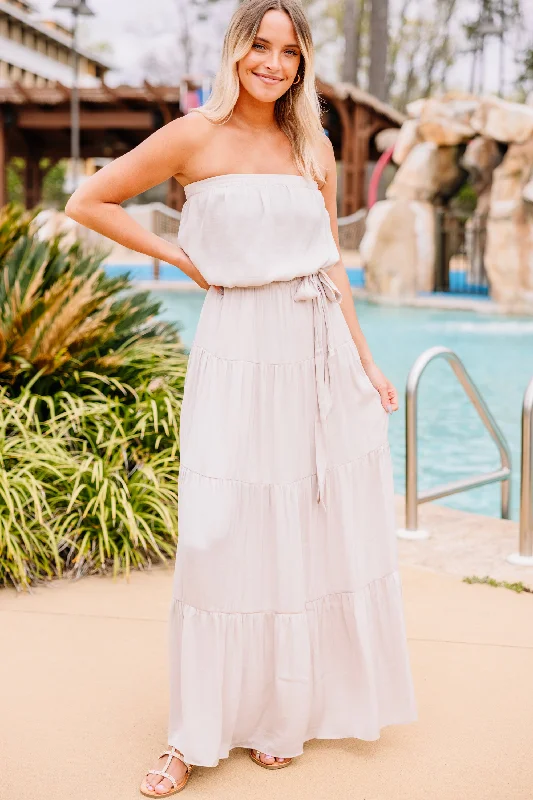 Keep Moving Oat White Maxi Dress Wardrobe Refresh