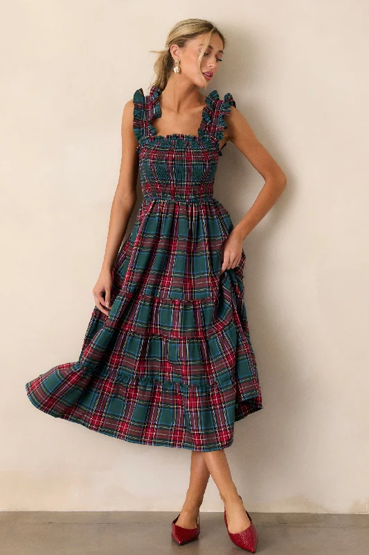 Pride And Joy Green Plaid Midi Dress Bold Fashion