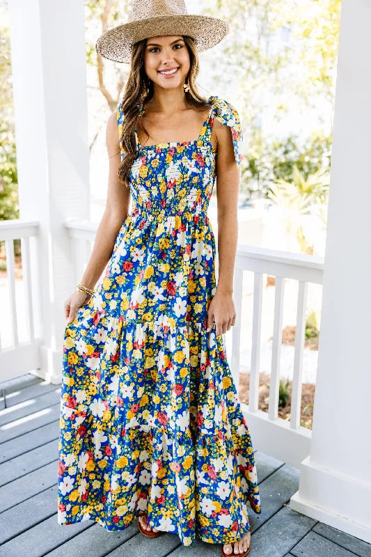 In Your World Navy Blue Floral Maxi Dress Update With Cottagecore Styles