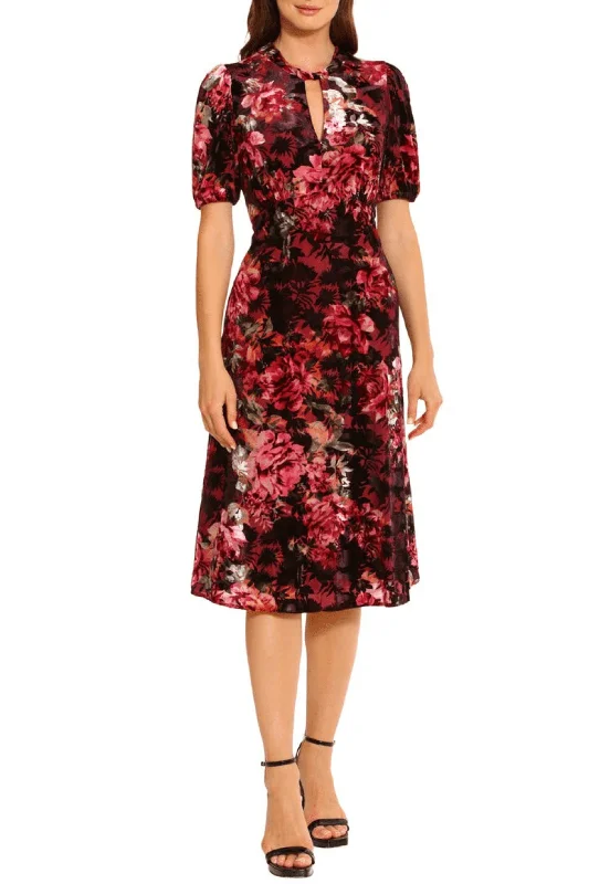 Maggy London G5393M - Puff Sleeve Floral Print Evening Dress Trendy Women's Wear