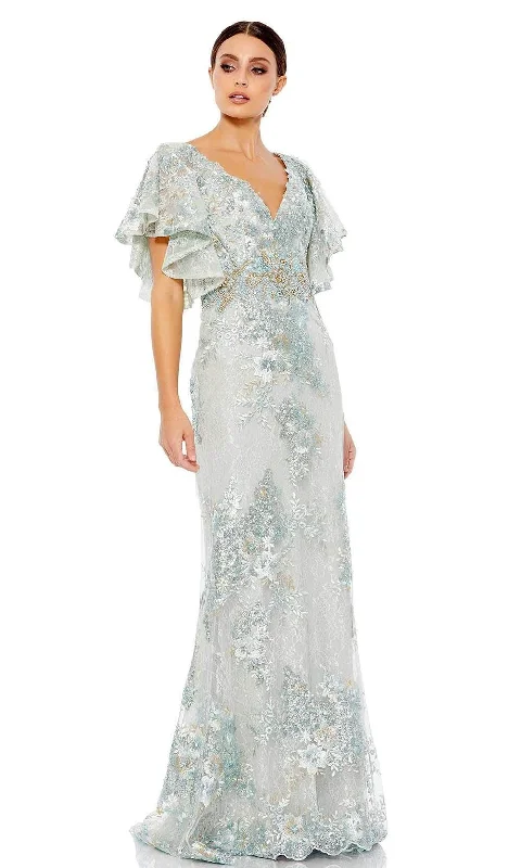 Mac Duggal Evening - 67842D Floral Lace Bell Sleeve Long Dress Huge Savings On Parisian Styles