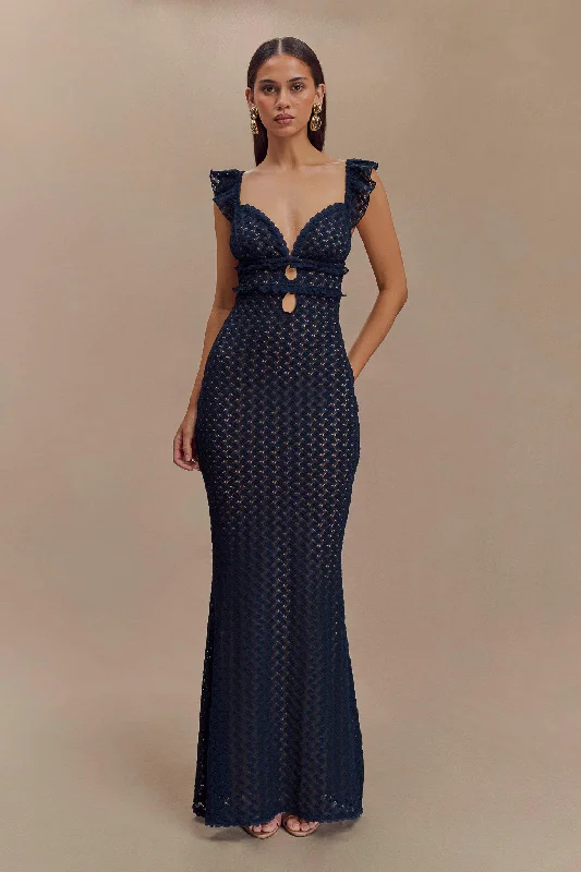 Ezra Lace Maxi Dress - Navy Ethnic Cultural Event Wear