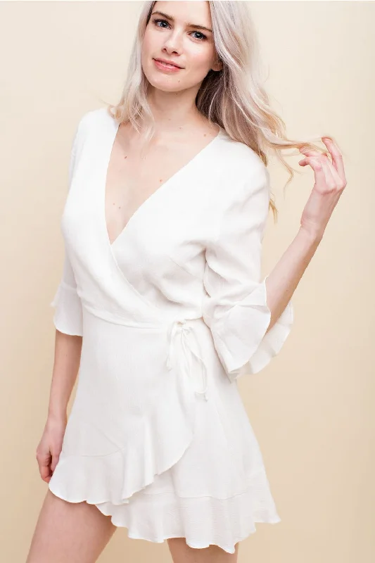 Ruffle Wrap Romper, White Stupidly Low Prices