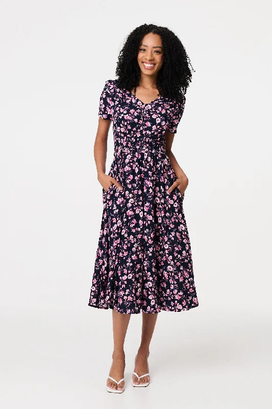 Ditsy Floral V-Neck Midi Dress Fashion For Every Occasion