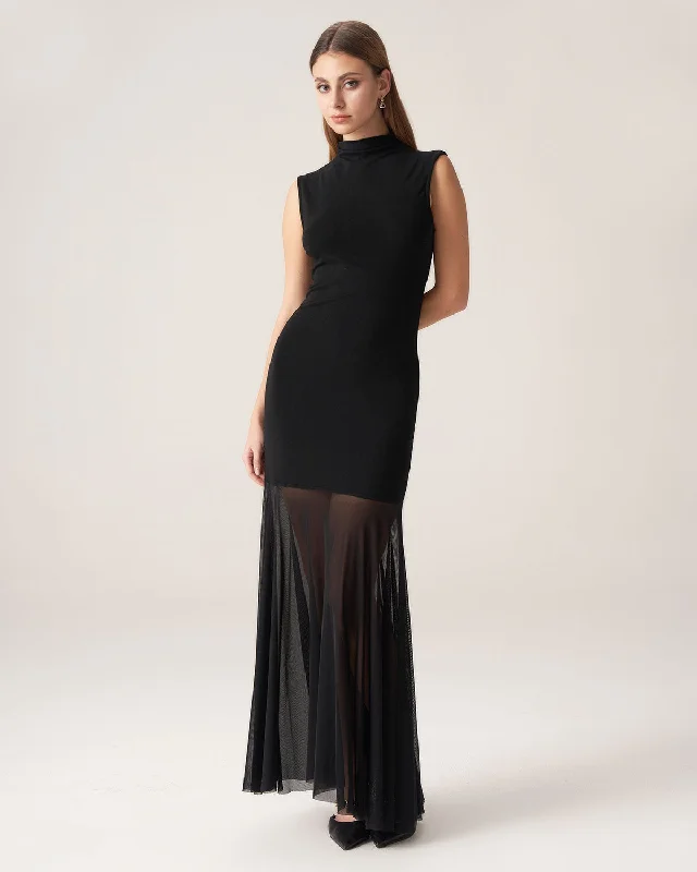 Black Mock Neck Bodycon Maxi Dress Effortless Style, Endless Impact