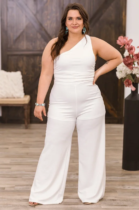 Off White One Shoulder Jumpsuit Current Trends