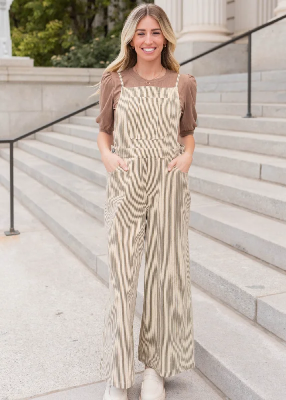 Annalynne Olive Stripe Overalls Effortless Everyday Wear