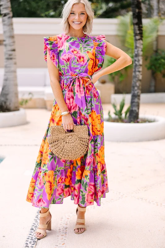 Perfect Pick Lander Purple Floral Maxi Dress Flash Sale Fever