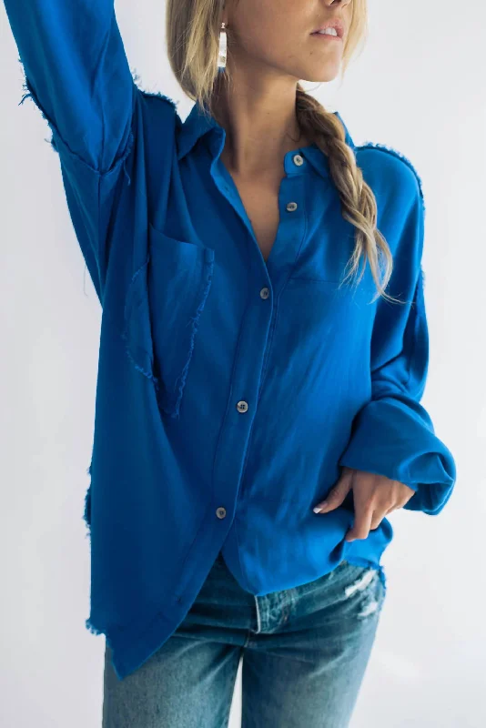 Braelynn Button Up In Cobalt Blue Premium Style