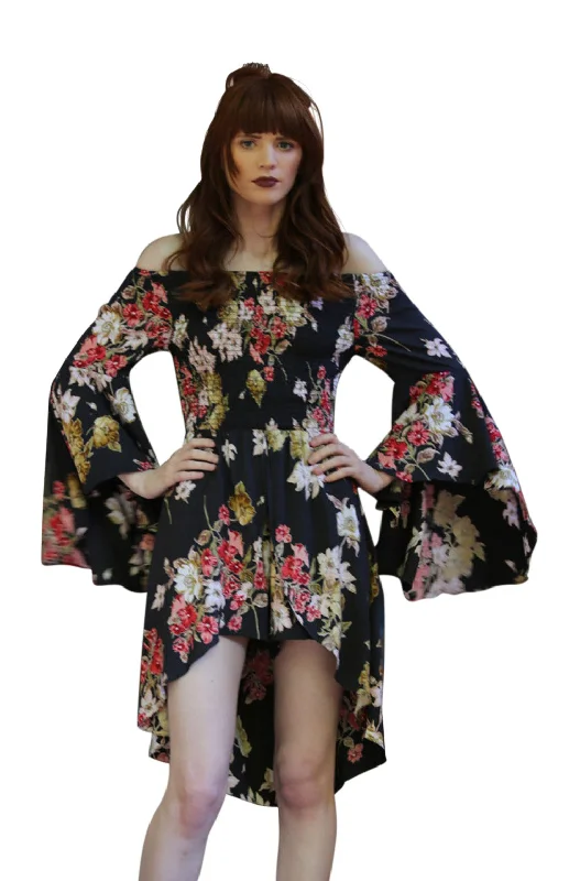 Floral Walk Through Romper, Black Embrace New Fashion