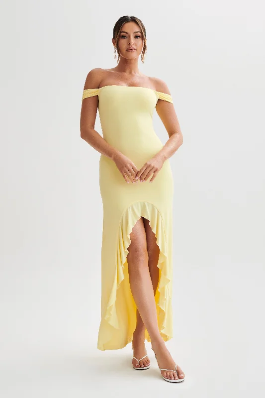 Eisley Slinky Off Shoulder Maxi Dress - Yellow Flash Sales